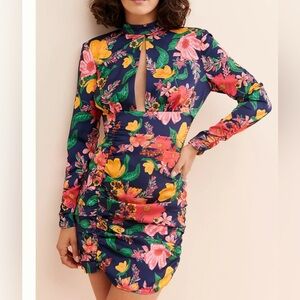 Finders Keepers for Anthropologie navy satin mini dress size 6